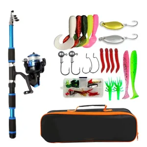 Fishing Pole Set  With Telescopic Fishing Rod And Spinning Reel